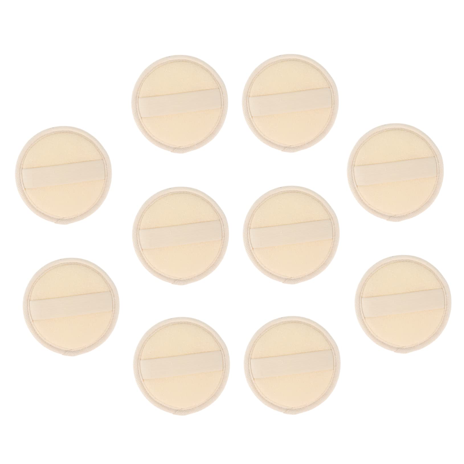Almohadillas Exfoliantes Redondas para Baño 10 Piezas Lufa | Algodón y Banda Elástica Trasera, Color Claro, para Ducha Expanden al Mojarse, Espuma Rica y Suavidad