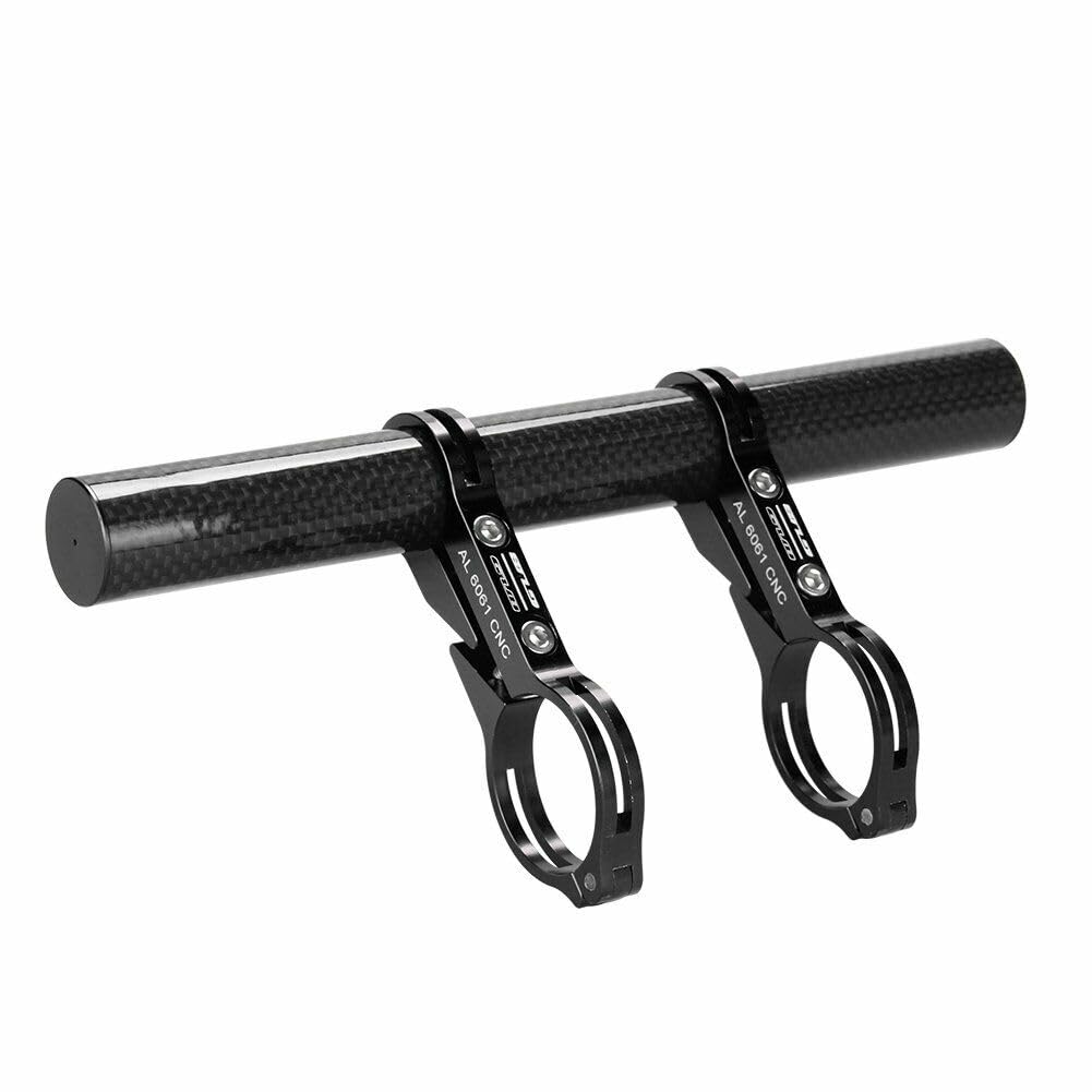 XBERSTAR Clamp Carbon Fiber Super Long Bike Bicycle Handlebar Extender Extension Black GUB Carbon Bike Handlebar Extender Double Bicycle Bar Mount Clamp Holder (BLACK)