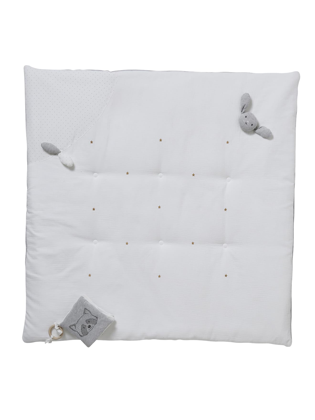 VERTBAUDET Bogenfreier Aktivitätsbereich aus Bio-Baumwoll-Chiffon, Mittelgrau glatt mit Motiven, Einheitsgröße