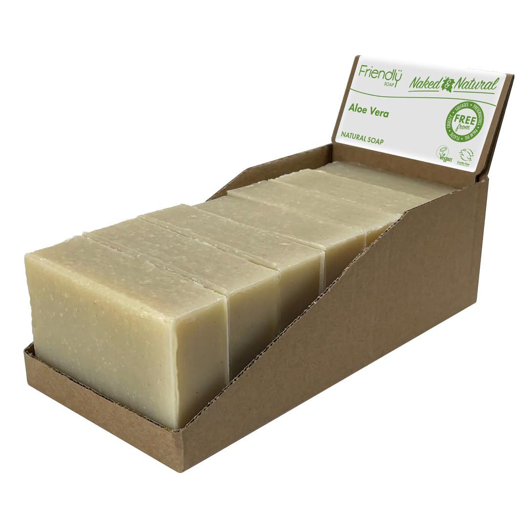 Friendly Soap - Naked & Natural Fragrance-Free Aloe Vera Soap (7 x 95g), Plant-Based, Cruelty-Free, Made By Hand, No Preservatives or Sulphates, Recyclable, Sustainable, Environmentally Friendly