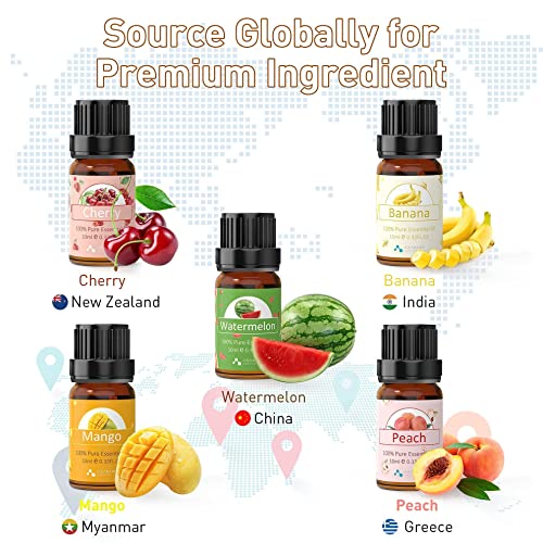 Asakuki Fruit Fragrance Oil Set Of 10 And 500 Ml Diffuser With Remote Control Bundle #TOP1