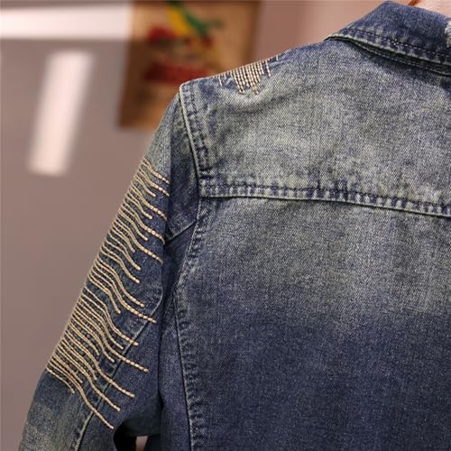 Chaqueta vaquera para hombre estilo moto casual miniatura 2