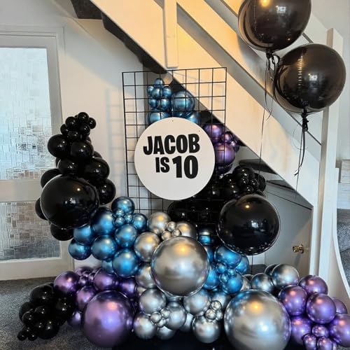 Black Purple Blue Balloons Arch Kit,114pcs Galaxy Balloon Garland Kit with Metallic Balloons for Birthday Graduation Baby Shower Video Game Party Outer Space Party Decorations by Flohuaer - Image 6