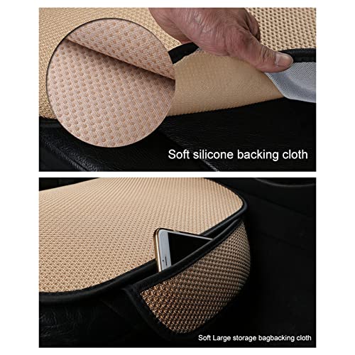 Car Seat Cushion Pad Summer Ice Silk Cushion With Pocket Breathable Comfortable Cooling Driver Seat Cushion Car Accessories For Car Driver Seat Office Chair Home Living Room Sofa Use Beige #TOP4