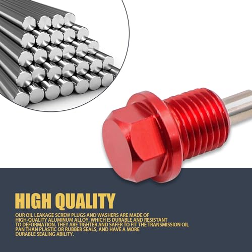 Gseigvee 1 Pack M14 x 1.5 Car Oil Drain Plug Replacement, Durable Metal Vehicle Oil Pan Screw Accessories with Washer, Compatible with Honda Volkswagen Audi Mazda Mitsubishi (Red)