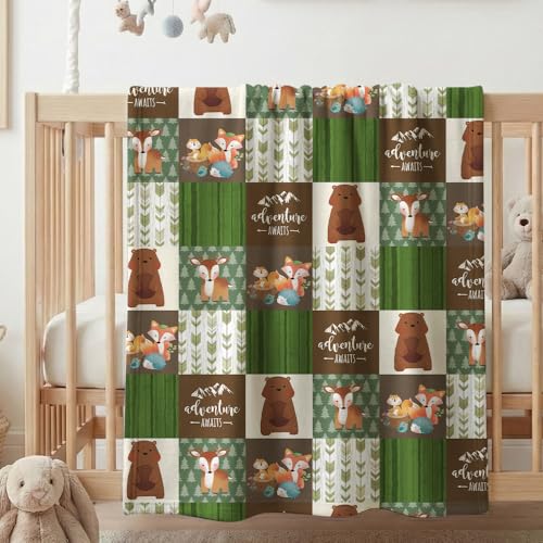Image of Baby Blanket for Boys Girls, Woodland Animals Baby Blankets for Son Daughter, 30x40 inches Super Soft Fleece Blanket for Newborn Infant, Lightweight Bed Throw Nursery Blanket