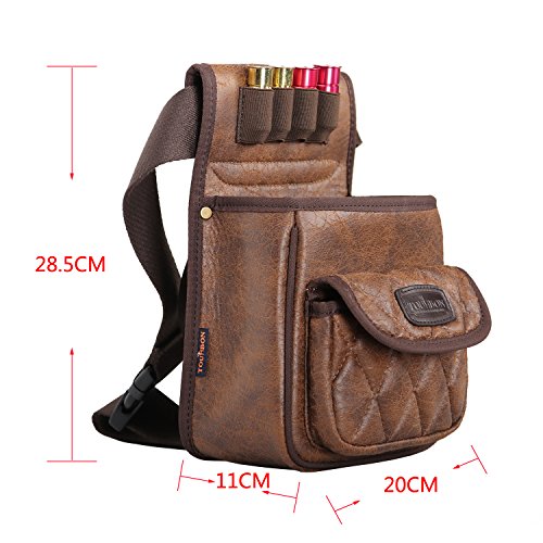 Tourbon Pu Leather Sporting Shotgun Shell Pouch Shooter's Clay Trap Skeet Shooting Bag For Range Field #TOP4