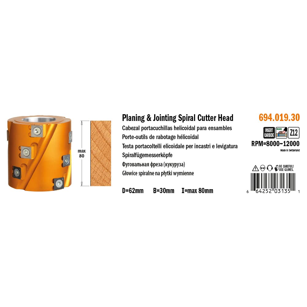 CMT 694.019.30 PORTE-OUTIL DE RABOTAGE HÉLICOIDAL HW Z12 D=62X80X30