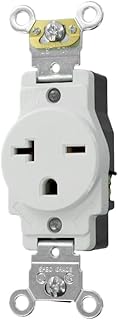 Leviton 5461-W 20-Amp 250-Volt NEMA 6-20R, 2P, 3W, Narrow Body Single Receptacle, White