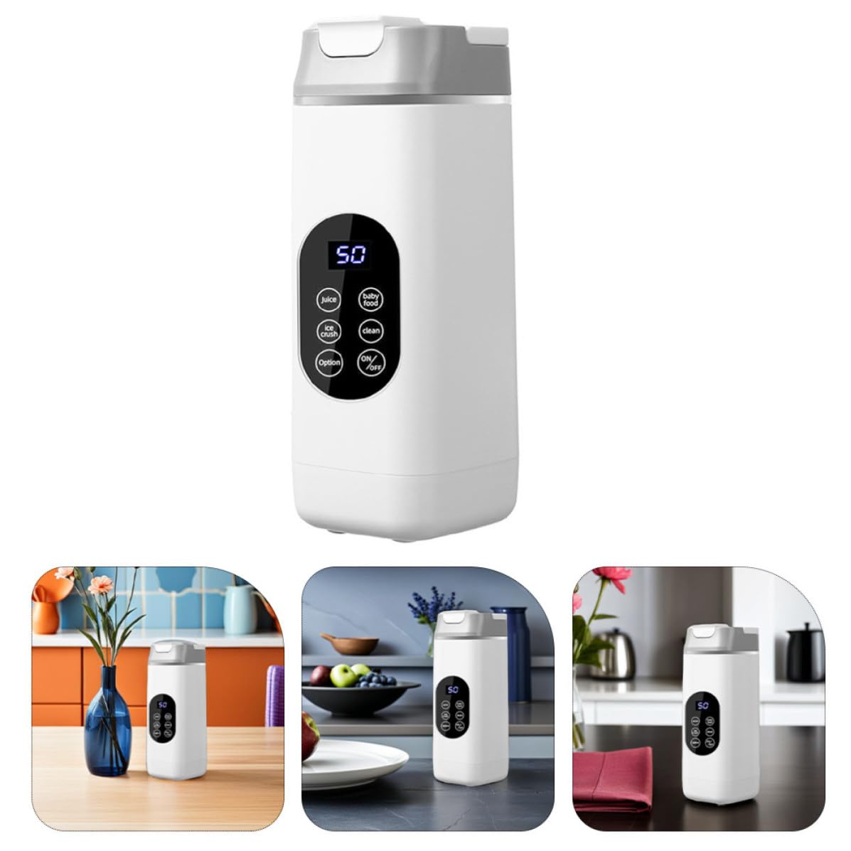 Artibetter Licuadora Portátil de Color Blanco 12 Cuchillas, Fácil de Limpiar y Recargable, Exprimidor Fresco Adecuado para Viajes al Aire Libre y Uso Diario