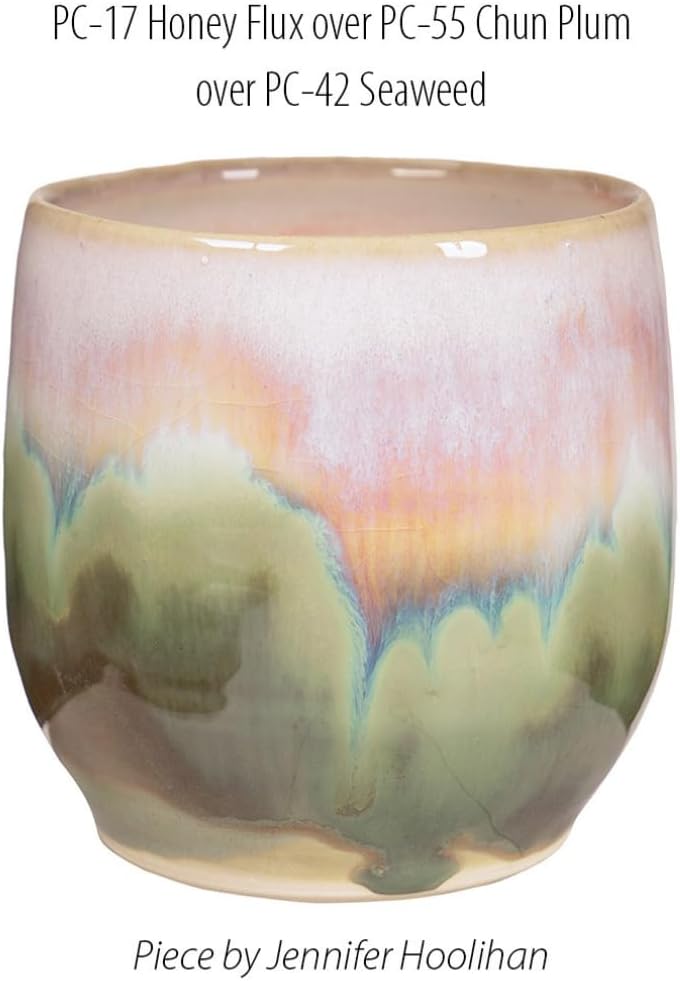 AMACO Potter's Choice PC-17 Honey Flux Cream High Fire Glaze Pint, 16 oz. (473 mL), Layerable Mid-High Fire Cone 5-6 (PC) Liquid Ceramic Pottery Glaze for Bisque