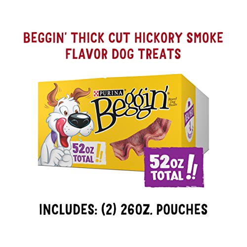 Purina Beggin' Strips Real Meat Dog Treats, Thick Cut Hickory Smoke Flavor - (2) 26 Oz. Pouches #TOP5