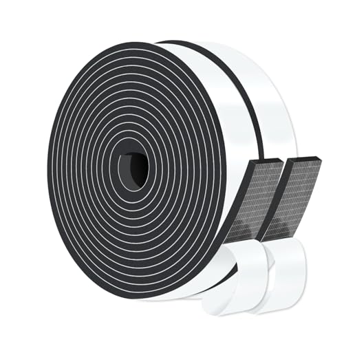 Image of Weather Stripping Door Seal,High Density CR,1 in x 1 /4 in x 26Ft | Weather Stripping,Soundproof,Cold Insulation,Foam Insulation Tape for Door, Front Door Frame, Windows,Sliding Door,Black