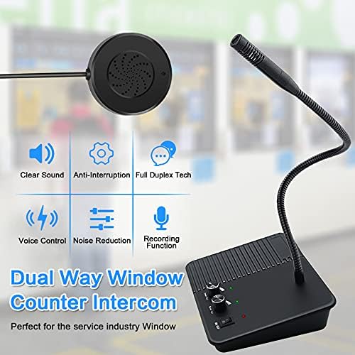DAYTECH Window Speaker Intercom System,Dual-Way Counter Intercom System for Business Anti-Interference Intercommunication Microphone and Speaker Window Intercom for Bank/Office/Hospital/Ticket Booth