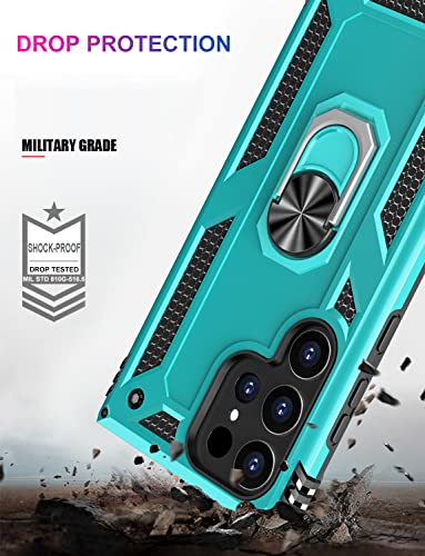 Lumarke Galaxy S23 Ultra Case,Military Grade Heave Duty Dual Layered Cover With Magnetic Ring Kickstand Compatible With Car Mount Holder,Protective Phone Case For Samsung Galaxy S23 Ultra Teal #TOP3