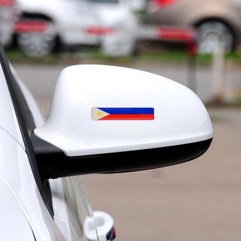 Philippines Flag 3D Epoxy Car Stickers, Reflective, 4-Pack for Cars, Motorcycles, Helmets, Laptops, & More – Premium Quality Vehicle Accessory, Durable Filipino Pride Accessories