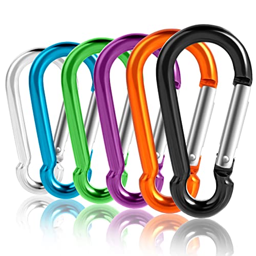 6PCS Carabiner Keychain Clip - 200lbs, 3\" Caribeener Clips Premium Aluminum Spring Snap Hook for Camping, Key Ring