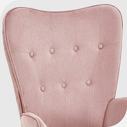Hernest Modern Accent Chair With Ottoman Set, Comfy Upholstered Living Room Sofa Chair With High Back Armrest And Wood Legs Reading Armchair Vanity Chair With Ottoman For Bedroom Living Room, Pink #TOP3
