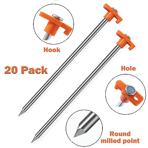 image for Cheardia 20 Pack Tent Stakes Heavy Duty, 9.75 Inch Yard Stakes Non-Rus