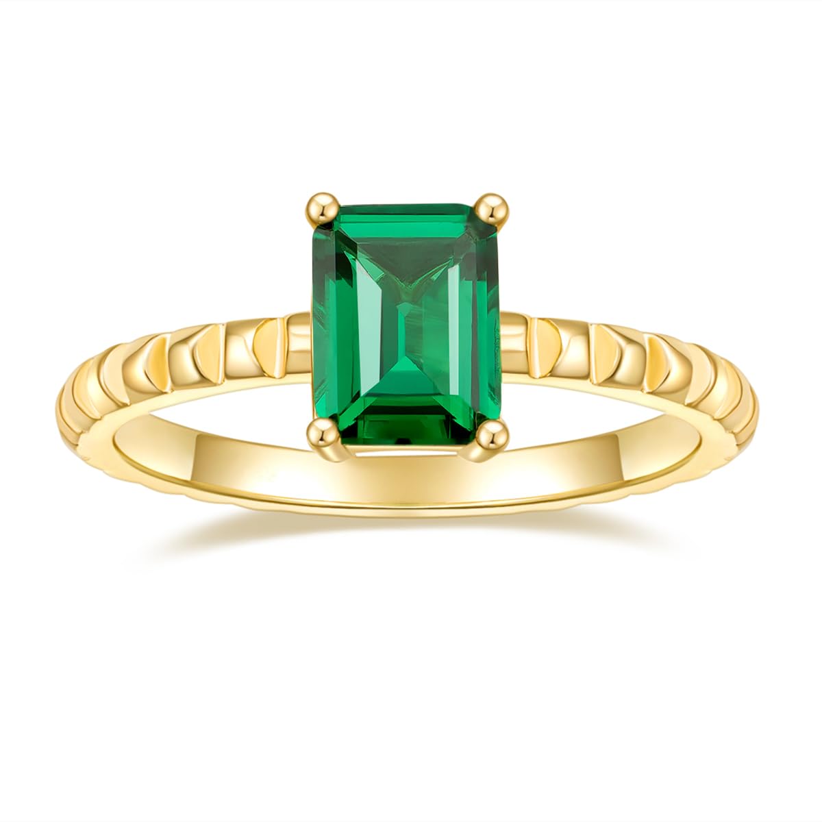Gloffery 14k Gold Plated Engagement Rings For Women Created Green