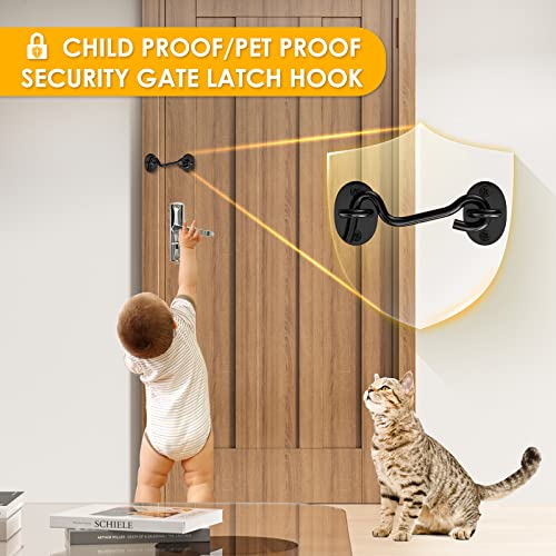 Barn Door Lock Gate Latch - Upgrade 4 Inch Heavy Duty Hook And Eye Latch Screen Door Latches Hardware Gate Lock For Bedroom Door Sliding Door Closet Window Cabinet Bathroom Outdoor Fence #TOP4