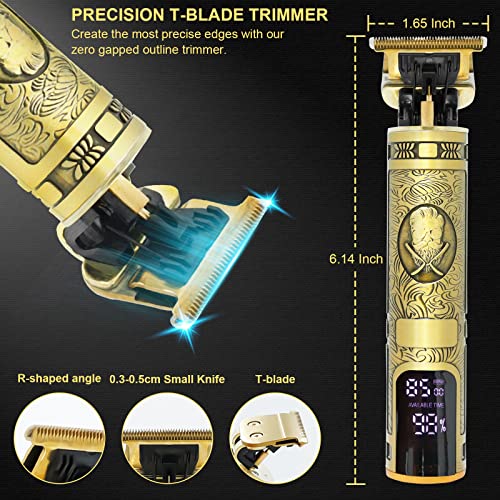 Beard Trimmer Hair Clippers Men, Professional T-Blade Beard Trimmer, Cordless USB Rechargeable Detailer with LCD Screen - Image 3