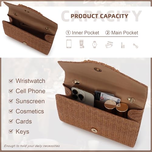 Image of GOKTOW Straw Clutch Purse Rattan Summer Woven Beach Handbags for Women Wedding Vacation Travel Party 2025