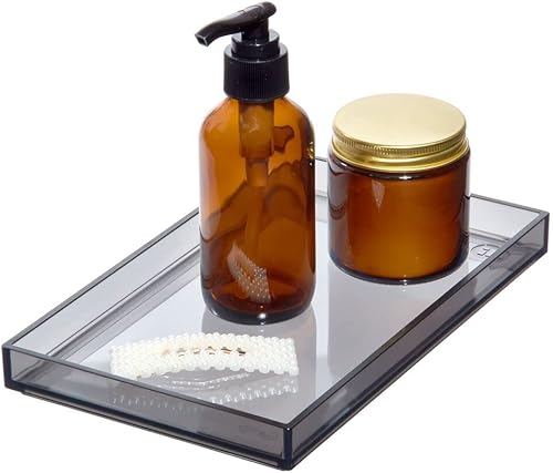 iDesign The Sarah Tanno Collection - Bandeja de almacenamiento de plástico reciclado, tamaño mediano, ahumadonegro