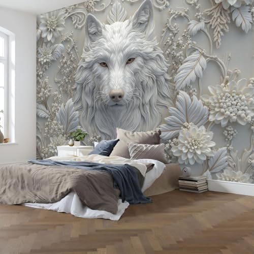 Papier peint loup 3D 400x280cm pour masquer les défauts du mur - 7
