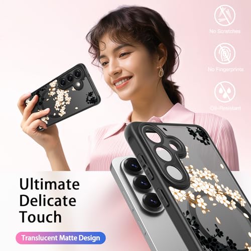 FUNMIKO for Samsung Galaxy S26 Case Wireless Charging & Military-Grade Protection - Trendy Pattern Design for Women Girls, Matte Phone Cover with Shockproof Corners - Elegant Blossom Motif by FUNMIKO - Used condition - Image 2