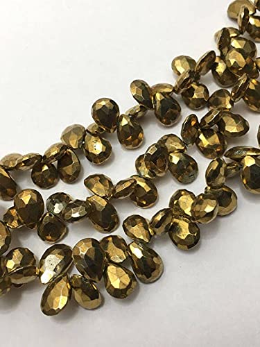 Gemstone beads pyrite dorée briolette d'exception pour parures fines
