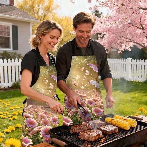 Image of Nuxovilar Decorative Kitchen Apron, 26.77x30.70 Inch Polyester Cooking Wearable Cover