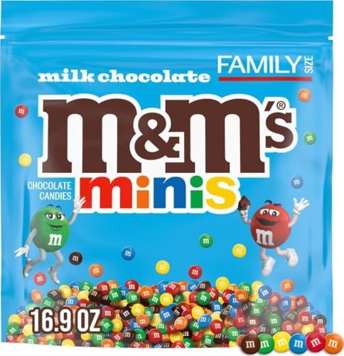 Image of M&M'S MINIS Milk Chocolate Candy Assortment, Family Size, 16.9 oz Resealable Bulk Chocolate Candy Bag