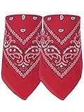 GROJADORI 2er Set Bandana Halstuch Nickituch, 2x Rot