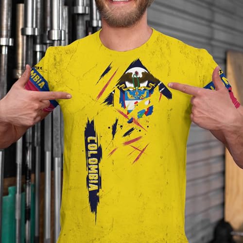 BJU Colombia Flag T-Shirt Flag Badge Graphic Tee 3D Printed Crewneck Short Sleeve Casual Top Unisex4