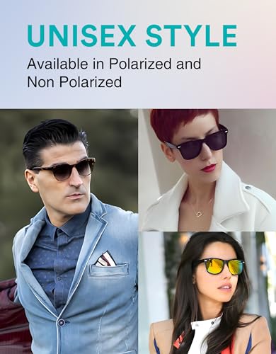 Image of zeroUV - Classic Colored Mirror Lens Square Horn Rimmed Sunglasses for Men Women