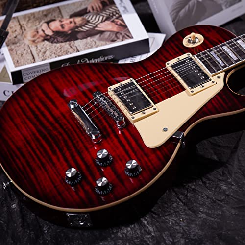 Image of Grote Electric Guitar Solid Body LPYS-006 Maple Neck, Stainless Steel Frets, Ideal for All Levels, with Gigbag(Red)