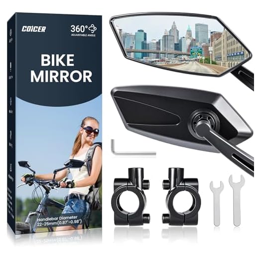 2pcs Bike Mirror Handlebar Mount 360° Adjustable, Wide Rear View Mirror Bicycle Mirrors for Handlebars with Scratch Resistant Glass, Bike Rear View Mirror for Scooter, Motorcycle, Bike Accessory