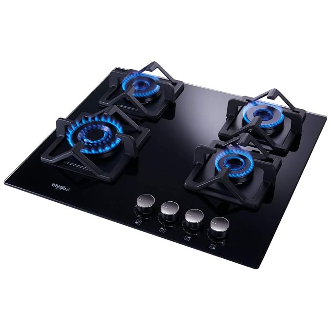 Whirlpool Hob 4 Burner Auto Ignition Stainless Steel Gas Stove (Black