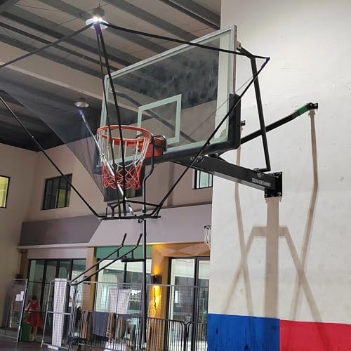 CFDZCP Basketball Shooting Machine Basketball Return Attachment System, Black Hanging Basketball Shot Trainer with 180° Rotating Return Chute, for School, Training Camp, Yard
