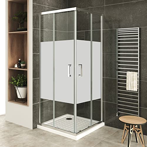 LANA+ Porte de douche d'angle coulissante H 180 cm verre transparent 70 x 100 cm
