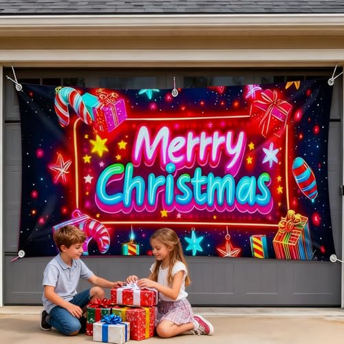 Housse de porte de garage pour Noël et arrière-plan de fêtes extérieur