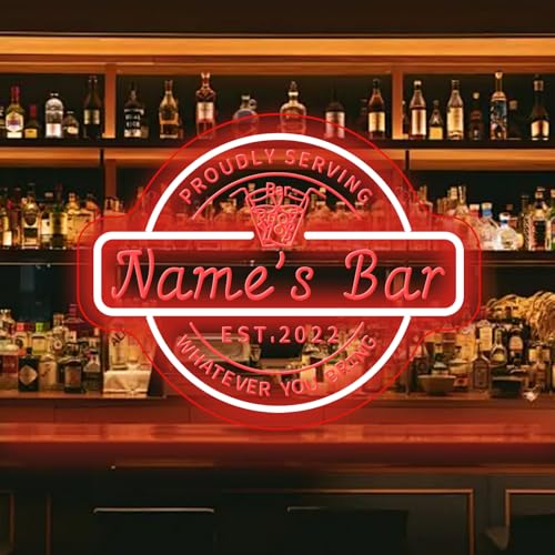Custom Bar Neon Sign for Bar Room Man Cave Personalized Bar Signs LED Neon Lights for Men Dad Gifts Dimmable Customized Brewery Beer Light Up Signs for Pub Bistro Business Wall Decor