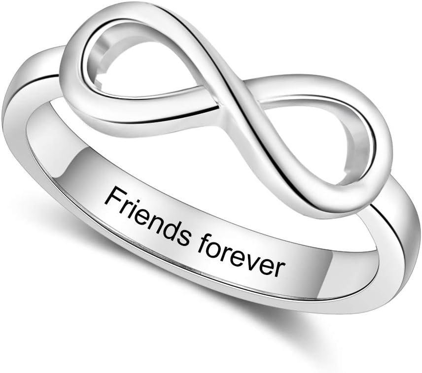 Personalized Infinity BFF Rings for Best Friends – Sterling Silver Custom Name Pinky Promise Rings for Women – Matching Friendship Rings & Unique Birthday Gifts for Girlfriend, Sister, or Bridesmaid