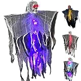 Colgantes de Halloween,Decoración de Esqueleto Fantasmas Colgante con Luces LED,la Mejor Decoración de Halloween para...