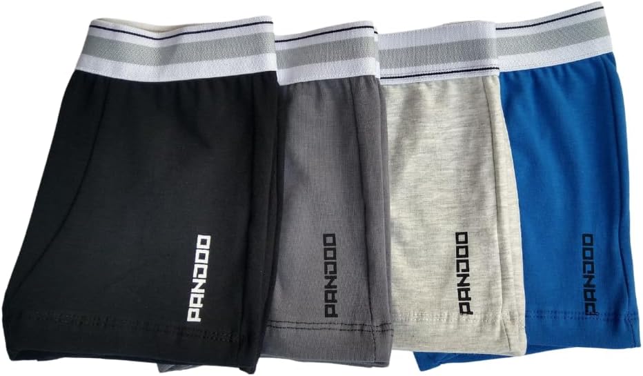 kit Cuecas Boxer Algodão Infantil Masculina, Kit com 4 unidades de Cuecas Boxer Cores Variadas, Elástico,Tamanhos P/M/G (2-16 Anos), com Forro Interno