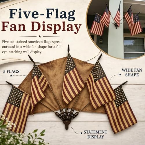 Drapeau américain infusé au thé déco rustique de 5 pièces - 6