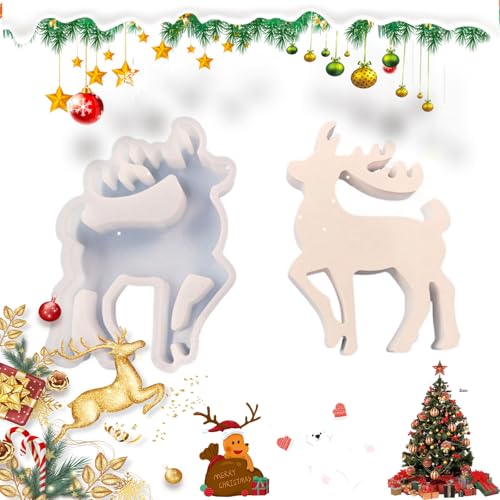 Fokroin Molde de silicone, molde de silicone para vela de alce, moldes de Natal, moldes de silicone natal, moldes de silicone natalícios, moldes de silicone de alce, usado na fabricação de sabões,