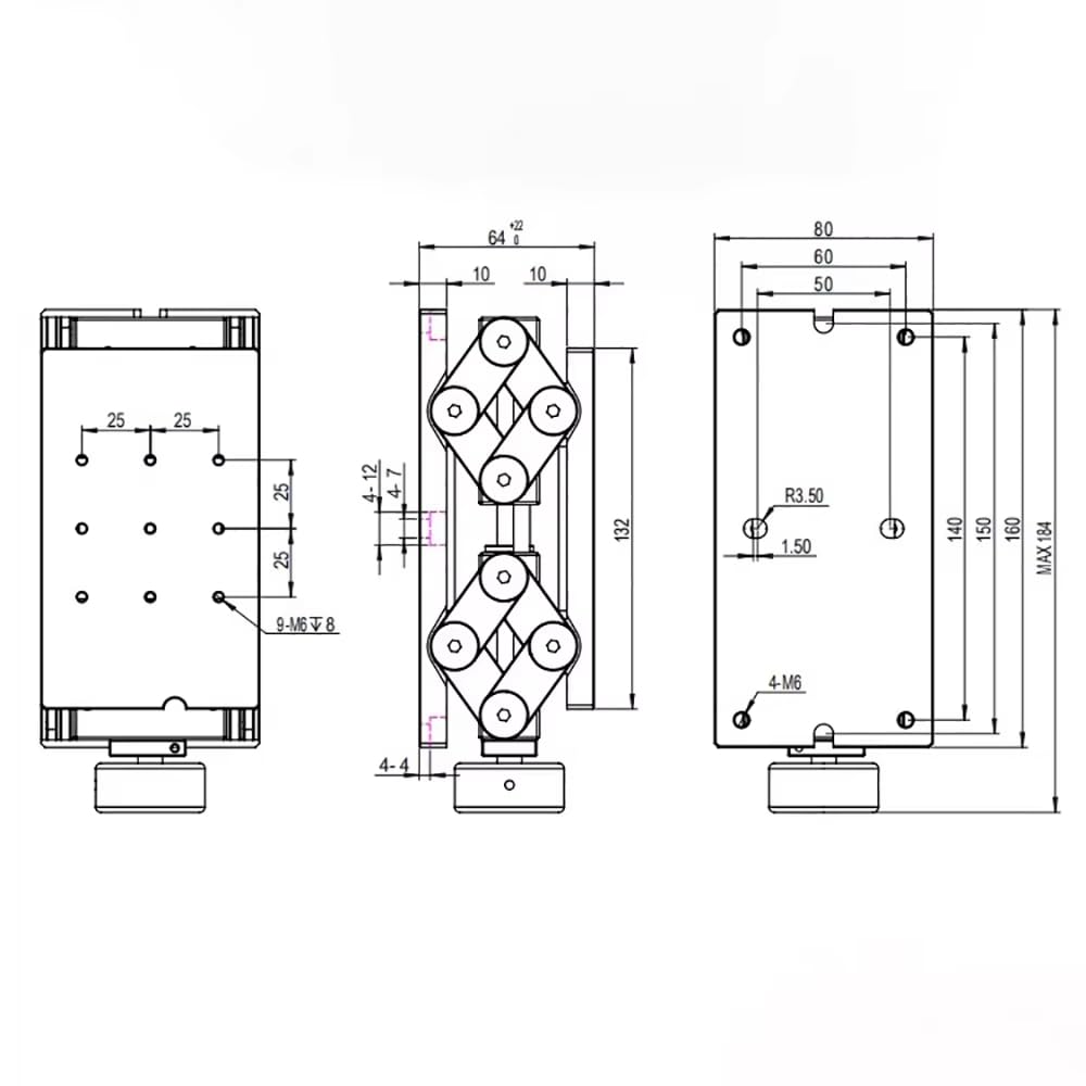 Plataforma Elevadora de Precisión en el Eje Z, Gato de Laboratorio Manual, Plataforma de Ajuste Lineal con Accionamiento Micrométrico mediante Tornillo, Capacidad de Carga de 15 KG