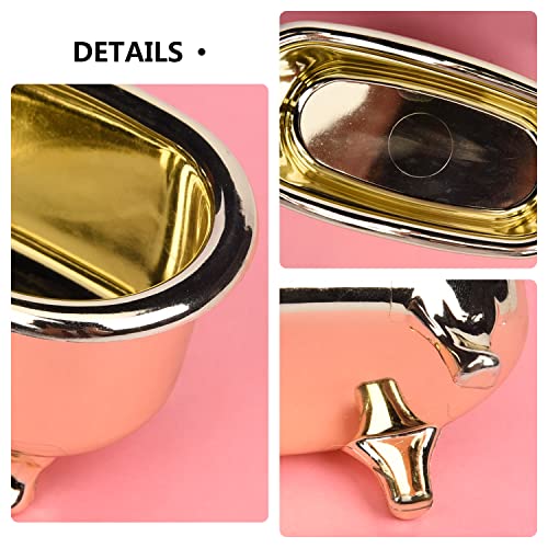 Yijiajie Bathtub Bathroom Accessories (2Pack) Small Miniature Bath Tub Used As Decorations Makeup Holder Bathtub Soap Dish Holder And Storage Box Made Of Plastic Gold Plating For Birthday Gift #TOP4